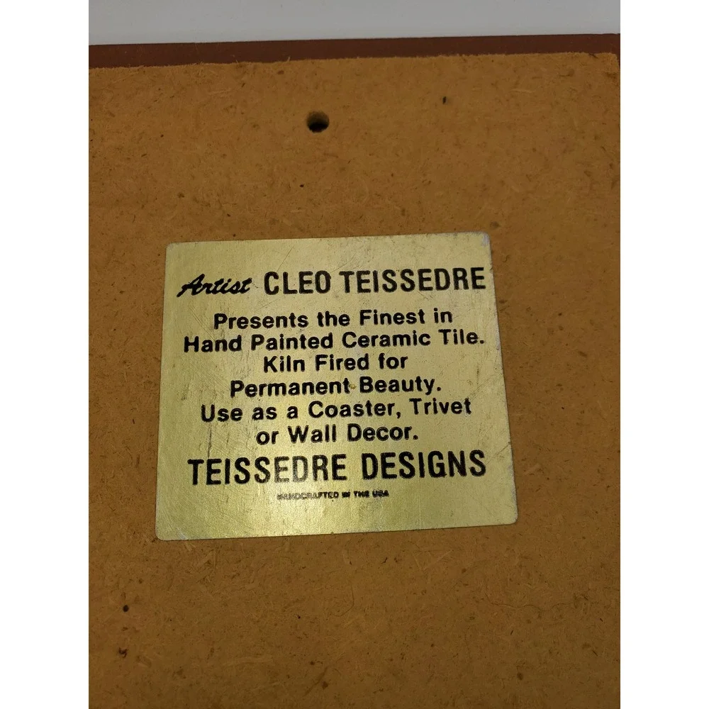 Cleo Teissedre Cactus Wren Saguaro Ceramic Tile Trivet Wall Decor Vintage 1982